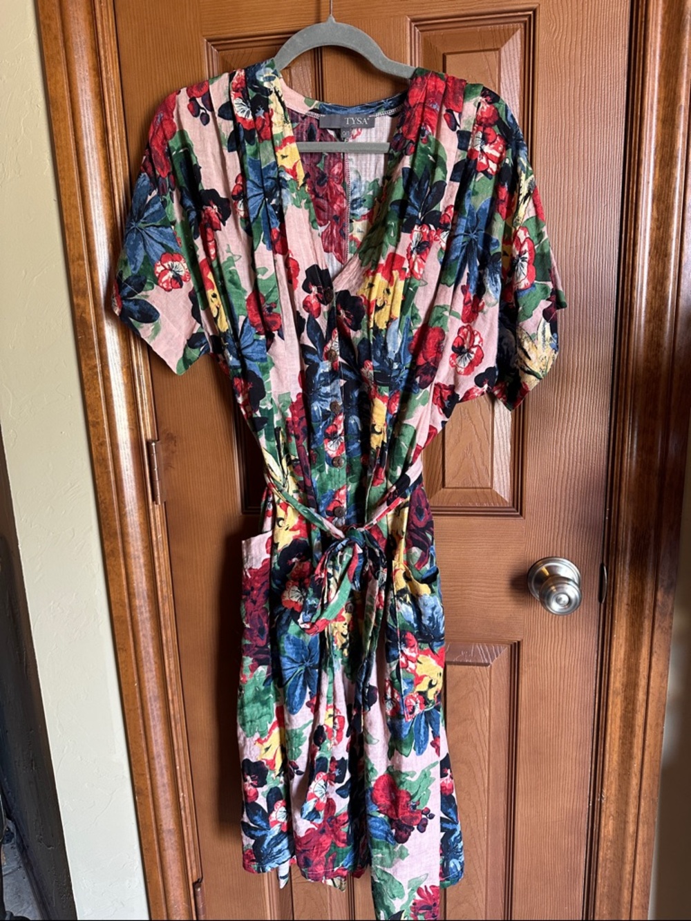 Tysa Women’s Floral Tie-Waist Pink Multicolor Dress, size 0/1 (S)